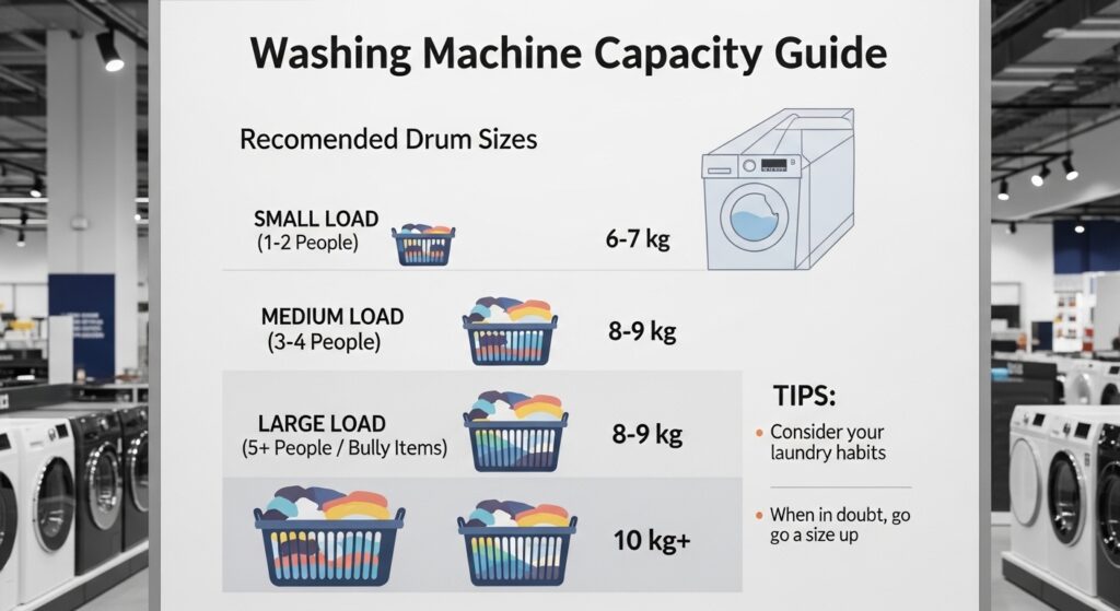 Washing machine capacity recommendation chart