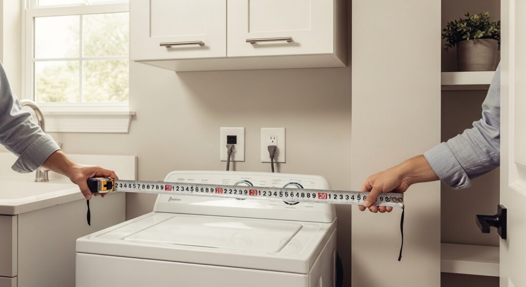 How to measure washing machine space at home