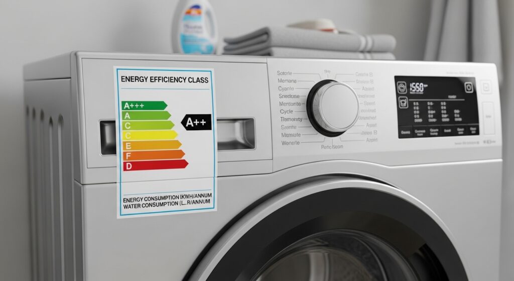 Energy efficient washing machine label example