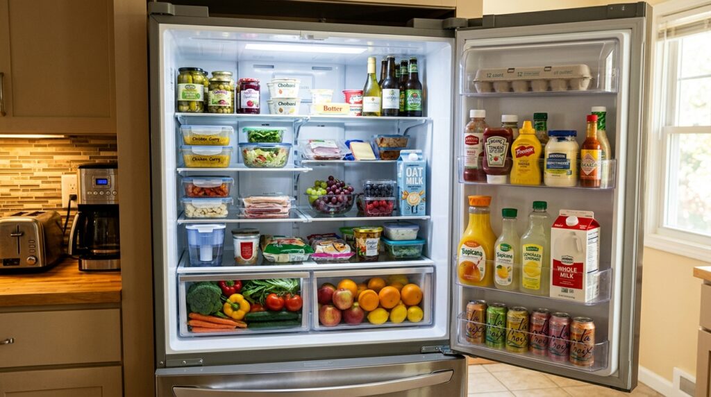 Every time the refrigerator door opens, warm air enters.