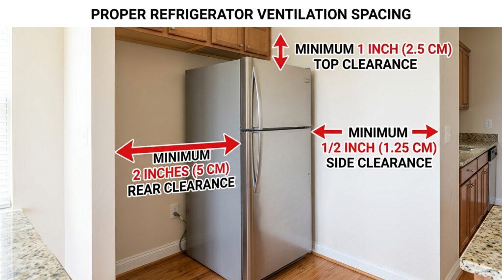 Refrigerator spacing from wall
